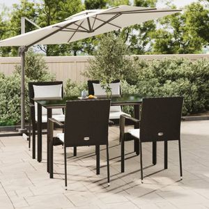 VidaXL 5-delige Tuinset met Kussens - Poly Rattan Zwart