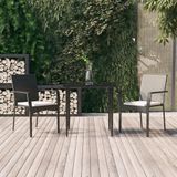 vidaXL 3-delige Tuinset met kussens poly rattan zwart