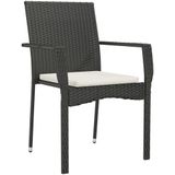 vidaXL 5-delige Tuinset met kussens poly rattan zwart