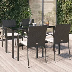 VidaXL 5-delige Tuinset met Kussens - Poly Rattan Zwart