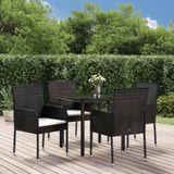 VidaXL 5-delige Tuinset met Kussens - Poly Rattan Zwart