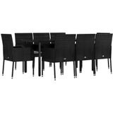 VidaXL 9-delige Tuinset Poly Rattan Zwart