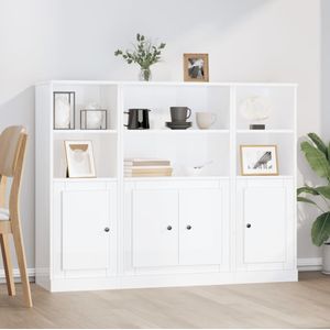 vidaXL Hoge Kasten - Bewerkt Hout - Hoogglans Wit - Set van 3