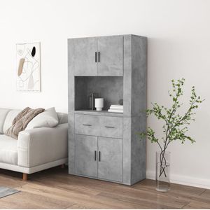 vidaXL - Hoge Kast - Betongrijs - Bewerkte Hout