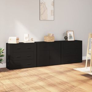 Sideboards 3 Stk. Schwarz Holzwerkstoff Vidaxl