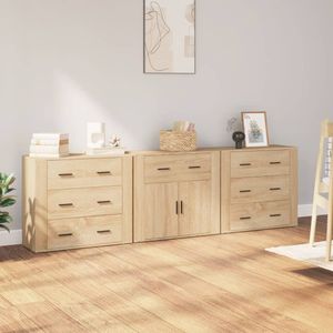 Vidaxl - Sideboards 3 Stk. Sonoma-Eiche Holzwerkstoff