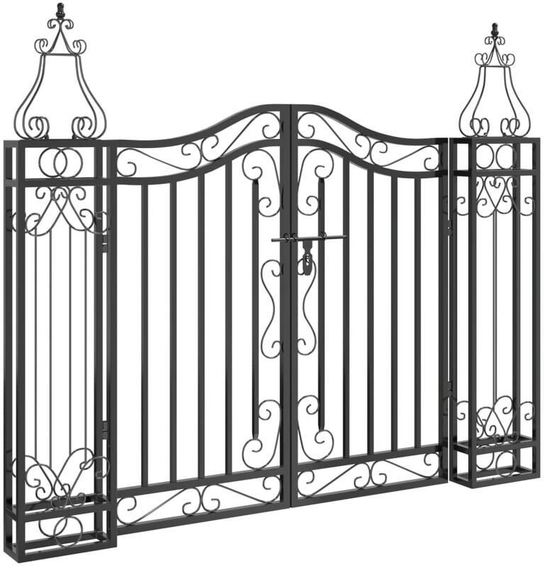 Gartentor Schwarz 121x8x100 cm Schmiedeeisen Vidaxl