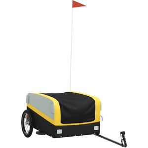 vidaXL - Fietstrailer - 45 - kg - ijzer - zwart - en - geel