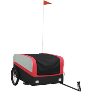 vidaXL - Fietstrailer - 45 - kg - ijzer - zwart - en - rood