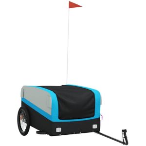 vidaXL - Fietstrailer - 45 - kg - ijzer - zwart - en - blauw