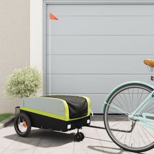 vidaXL Fietstrailer 30 kg ijzer zwart en groen