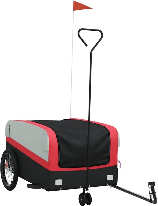 vidaXL Fahrradanhänger Schwarz und Rot 45 kg Eisen