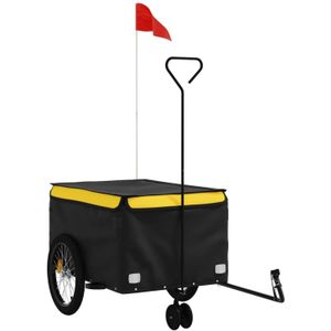 vidaXL - Fietstrailer - 45 - kg - ijzer - zwart - en - geel