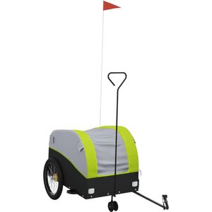 vidaXL Fietstrailer 45 kg ijzer zwart en groen