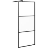 vidaXL Inloopdouchewand met schap 100x195 cm ESG-glas aluminium zwart