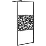 vidaXL Inloopdouchewand met schap 100x195 cm ESG-glas aluminium zwart