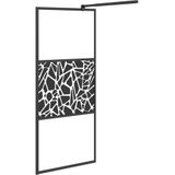 vidaXL Inloopdouchewand met schap 100x195 cm ESG-glas aluminium zwart