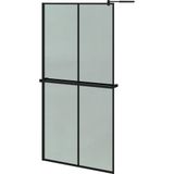 vidaXL Inloopdouchewand met schap 100x195 cm ESG-glas aluminium zwart