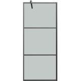 vidaXL Inloopdouchewand met schap 100x195 cm ESG-glas aluminium zwart