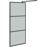 vidaXL Inloopdouchewand met schap 100x195 cm ESG-glas aluminium zwart