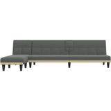 vidaXL - Slaapbank - L-vormig - 255x140x70 - cm - stof - donkergrijs