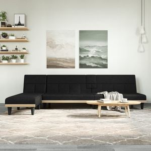 vidaXL Schlafsofa in L-Form Schwarz 255x140x70 cm Stoff