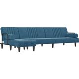 vidaXL Slaapbank L-vormig 260x140x70 cm fluweel blauw