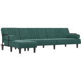VidaXL L-vormige Slaapbank 260x140x70 cm Fluweel Donkergroen