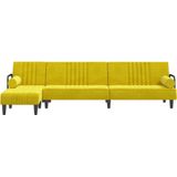 vidaXL Slaapbank L-vormig 260x140x70 cm fluweel geel