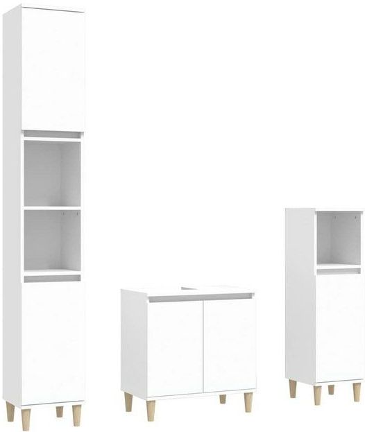 vidaXL 3-delige Badkamermeubelset bewerkt hout wit