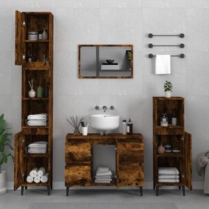 vidaXL 3-tlg. Badmöbel-Set Räuchereiche Holzwerkstoff