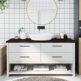 Waschtischplatte Dunkelbraun 160x50x(2-4)cm Massivholz Vidaxl