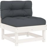 vidaXL 5-delige Loungeset met kussens massief hout wit