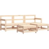 vidaXL 5-delige Loungeset met kussens massief hout