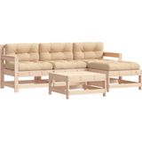 vidaXL 5-delige Loungeset met kussens massief hout