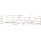 vidaXL 6-tlg. Garten-Lounge-Set mit Kissen Weiß Massivholz