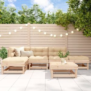 vidaXL 6-delige Loungeset met kussens massief hout