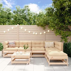 Vidaxl - 7-tlg. Garten-Lounge-Set mit Kissen Massivholz