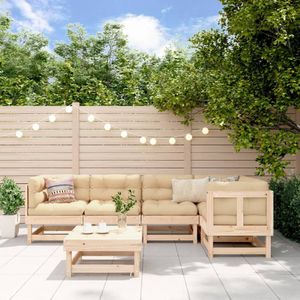 vidaXL 6-delige Loungeset met kussens massief hout, lounge set, tuinmeubel, tuin meubel, tuinset, tuinmeubilair, tuinmeubelset, tuinmeubel set