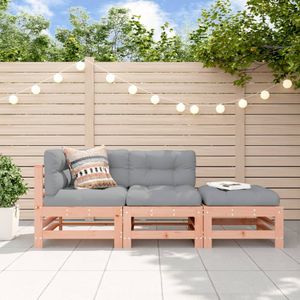 3-tlg. Garten-Lounge-Set mit Kissen Massivholz Douglasie Vidaxl