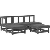 Vidaxl - 5-tlg. Garten-Lounge-Set mit Kissen Grau Massivholz