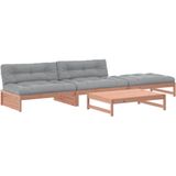 vidaXL 4-delige Loungeset met kussens massief douglashout