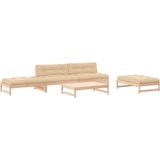 vidaXL 5-delige Loungeset met kussens massief hout