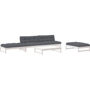 vidaXL-5-delige-Loungeset-met-kussens-massief-hout-wit