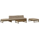 vidaXL 5-delige Loungeset met kussens massief hout honingbruin