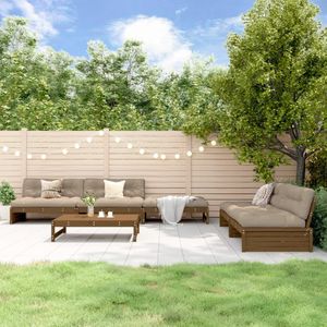 vidaXL 6-delige Loungeset met kussens grenenhout honingbruin