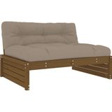 vidaXL 2-delige Loungeset met kussens massief hout honingbruin