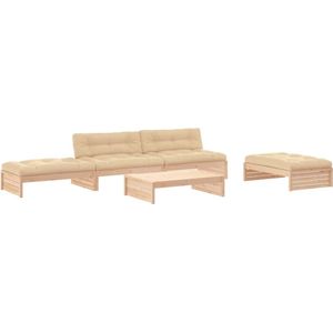 vidaXL 5-delige Loungeset met kussens massief hout