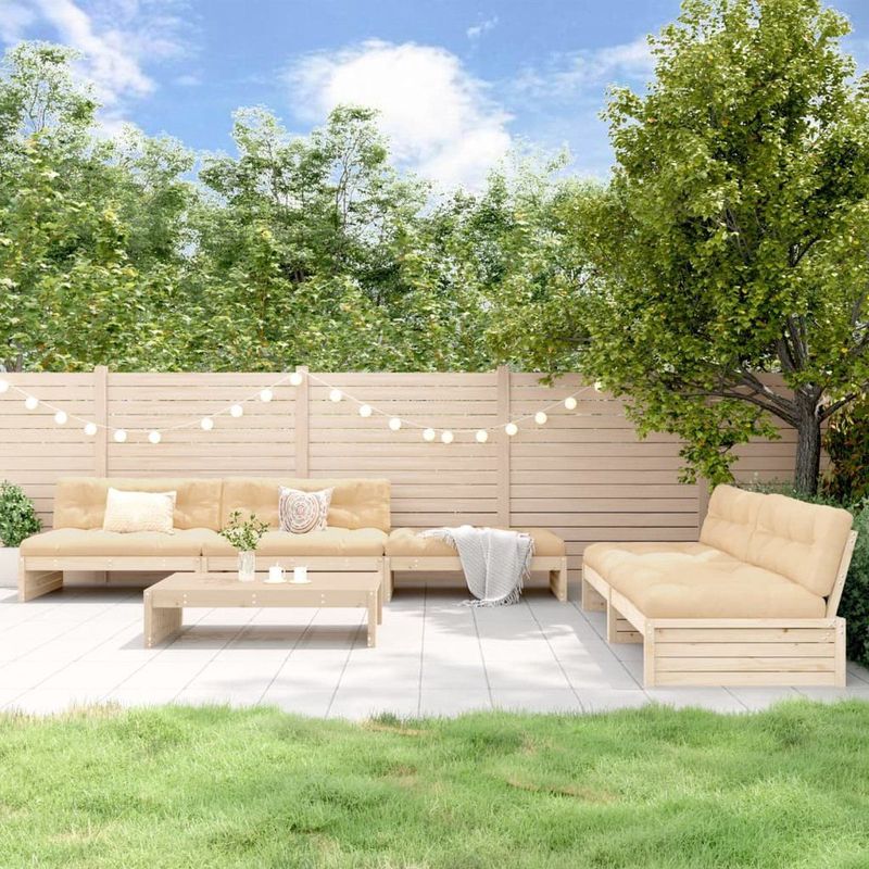 vidaXL 6-tlg. Garten-Lounge-Set mit Kissen Schwarz Massivholz