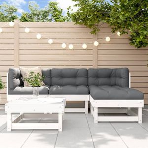 5-tlg. Garten-Lounge-Set Weiß Massivholz Kiefer Vidaxl